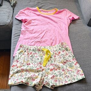 Lands' End Pink and Yellow Floral Women’s Pajama Set
